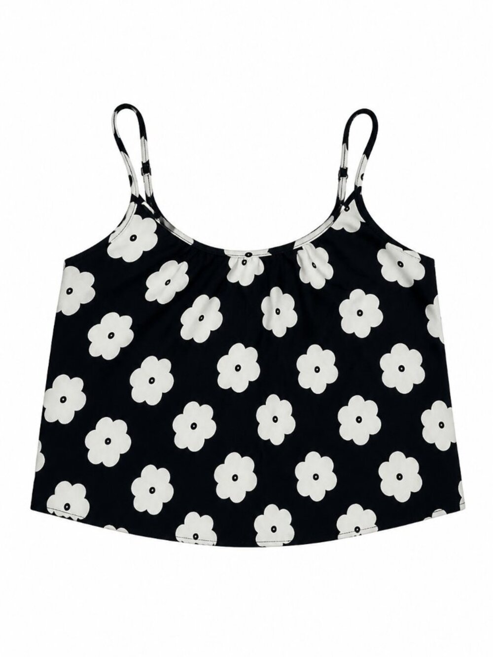 Rue 21 Black & White Cropped Floral Flowy Tank Top